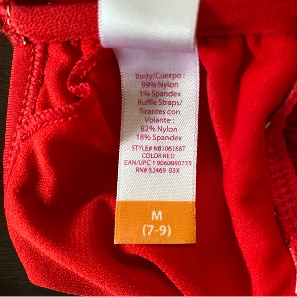 Solid Red Textured Ruffle Strap Bikini - Picture 8 of 9